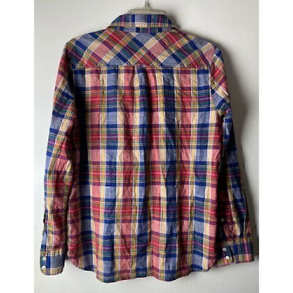 EUC Women’s Colorful & Preppy Boyfit J Crew Plaid Button Down Shirt Size Medium - Picture 7 of 11